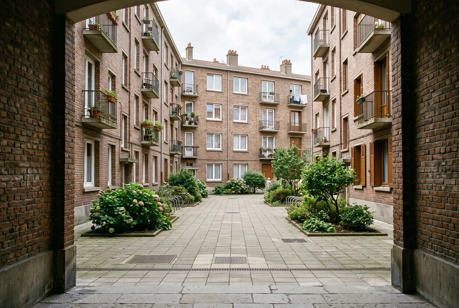 Cour intérieure d'un immeuble à Dunkerque